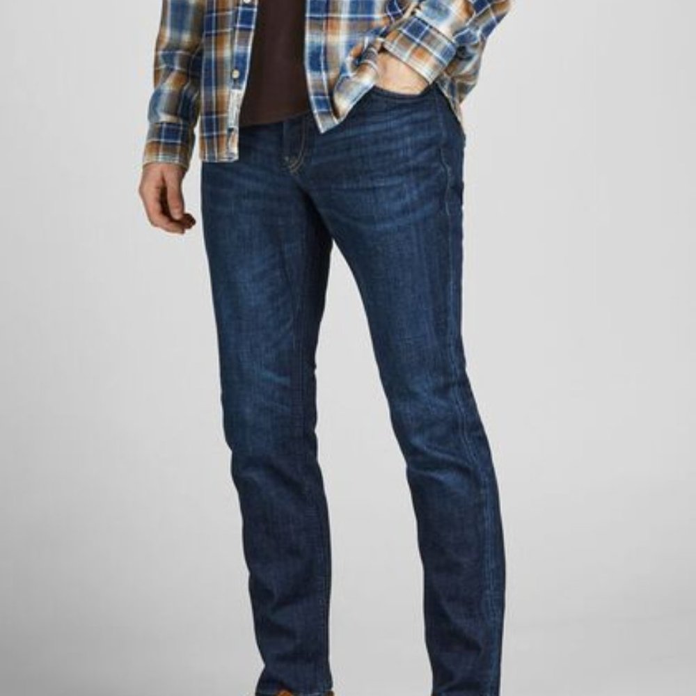 Jack & Jones Slim Fit Tim Blue Jeans Dark Denim Wash Size 31